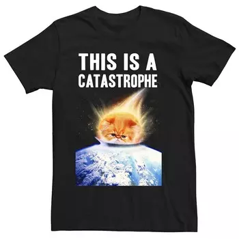 Мужская футболка с рисунком Catastrophe Meteor Cat Humor Licensed Character, черный