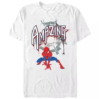 Мужская футболка с рисунком «Человек-паук» Amazing Spidey Draw Licensed Character, белый