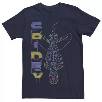 Мужская футболка с рисунком «Человек-паук» Spidey Neon Line Art Marvel
