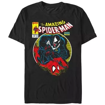 Мужская футболка с рисунком Человека-паука Venom Attacking Spidey Licensed Character, черный