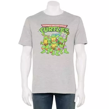 Мужская футболка с рисунком Черепашек Ниндзя Licensed Character, цвет Heather Grey
