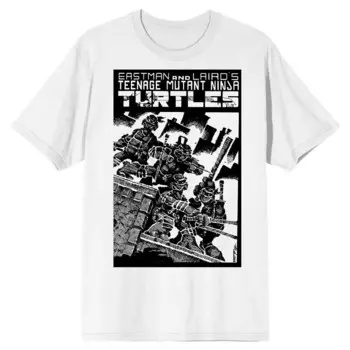 Мужская футболка с рисунком «Черепашки-ниндзя» Comic Origins Turtle Ninjas Crosshatch Art Graphic Tee Licensed Character, белый