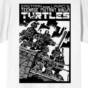 Мужская футболка с рисунком «Черепашки-ниндзя» Comic Origins Turtle Ninjas Crosshatch Art Graphic Tee Licensed Character