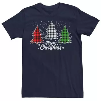 Мужская футболка с рисунком Christmas Merry Trees Buffalo Licensed Character, темно-синий