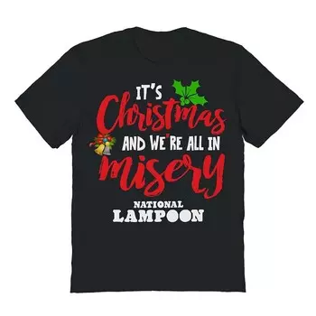 Мужская футболка с рисунком Christmas Misery National Lampoon's Christmas Vacation Licensed Character, черный