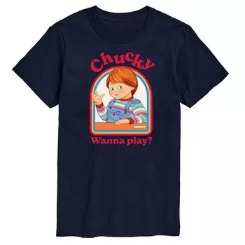 Мужская футболка с рисунком Chucky Wanna Play Licensed Character, темно-синий