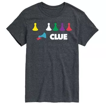 Мужская футболка с рисунком Clue Game Pieces Licensed Character, серый