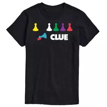 Мужская футболка с рисунком Clue Game Pieces Licensed Character, черный