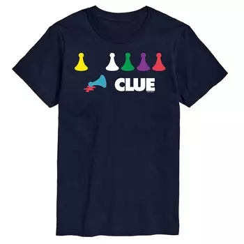 Мужская футболка с рисунком Clue Game Pieces Licensed Character, темно-синий