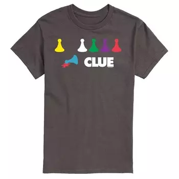 Мужская футболка с рисунком Clue Game Pieces Licensed Character, цвет Charcoal