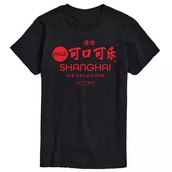 Мужская футболка с рисунком Coca-Cola Shanghai Est 1886 Licensed Character, черный