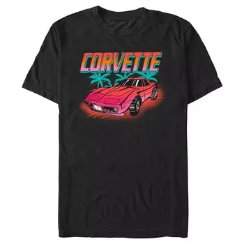 Мужская футболка с рисунком Corvette On The Road Licensed Character, черный