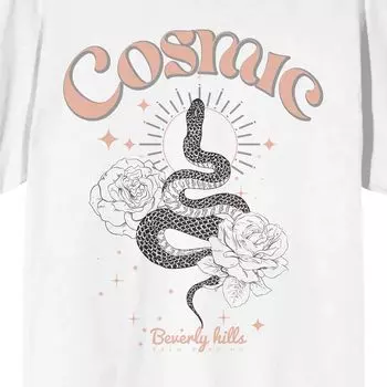 Мужская футболка с рисунком Cosmic Snake & Flowers Licensed Character