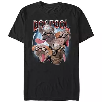 Мужская футболка с рисунком Дэдпула и Росомахи Догпула Licensed Character, черный
