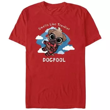 Мужская футболка с рисунком Deadpool And Wolverine Dogpool Trouble Clouds Licensed Character, красный