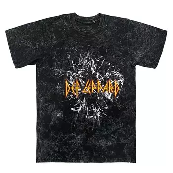 Мужская футболка с рисунком Def Leppard Shatter Mineral Wash Licensed Character, цвет Black Mineral Wash