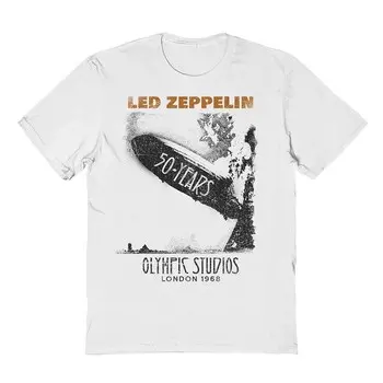 Мужская футболка с рисунком дирижабля Led Zeppelin Licensed Character, белый