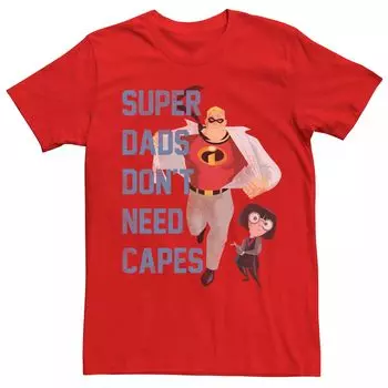 Мужская футболка с рисунком Disney Pixar Incredibles Dont Need Capes Licensed Character, красный