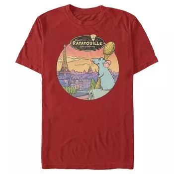Мужская футболка с рисунком Disney/Pixar «Рататуй Реми» с видом на Париж Disney / Pixar, красный