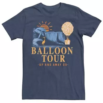 Мужская футболка с рисунком Disney/Pixar's Up Balloon Tour Up And Away 09 Disney / Pixar, цвет Navy Heather