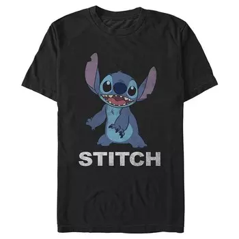 Мужская футболка с рисунком Disney's Lilo & Stitch Happy Stitch, черный