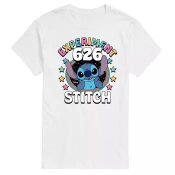 Мужская футболка с рисунком Disney's Lilo & Stitch Experiment 626, белый