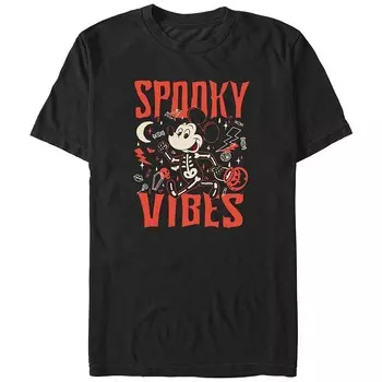 Мужская футболка с рисунком Disney's Mickey Mouse Spooky Vibes, черный
