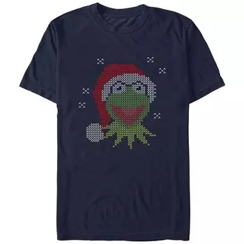 Мужская футболка с рисунком Disney's The Muppets Santa Claus Kermit, темно-синий