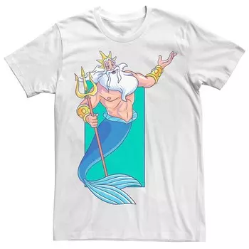 Мужская футболка с рисунком Disney's The Little Mermaid King Triton Licensed Character, белый