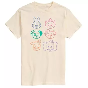 Мужская футболка с рисунком Disney Stacked Outline Faces, бежевый