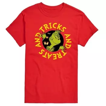 Мужская футболка с рисунком Dr. Seuss Grinch Tricks And Treats Licensed Character, красный