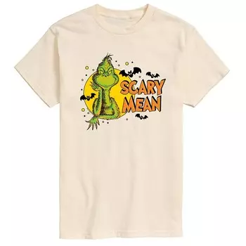 Мужская футболка с рисунком Dr. Seuss Grinch Scary Mean Licensed Character, цвет Cream