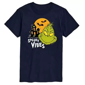 Мужская футболка с рисунком Dr. Seuss Grinch Spooky Vibes Licensed Character, темно-синий