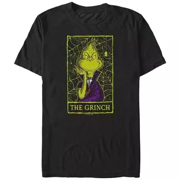 Мужская футболка с рисунком Dr. Seuss The Grinch Card Licensed Character, черный