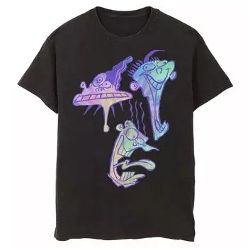 Мужская футболка с рисунком Ed, Edd n Eddy Trippy Laughing Headshots, Black Licensed Character, черный