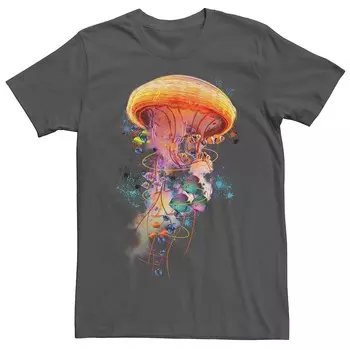 Мужская футболка с рисунком Electric Jellyfish World Fish Splatter Licensed Character, цвет Charcoal