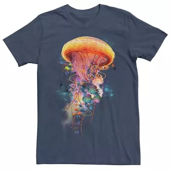 Мужская футболка с рисунком Electric Jellyfish World Fish Splatter Licensed Character, цвет Navy Heather