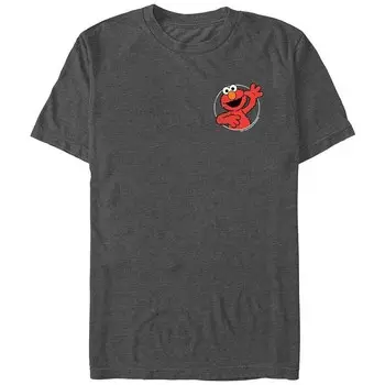 Мужская футболка с рисунком Elmo's Happy Stamp «Улица Сезам» Licensed Character, цвет Charcoal Heather