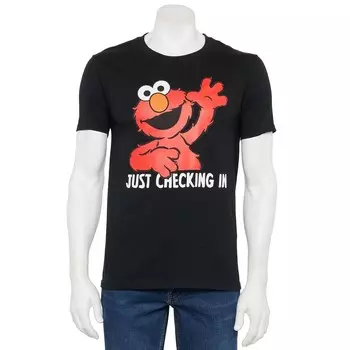 Мужская футболка с рисунком Elmo «Улица Сезам» Licensed Character, черный
