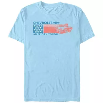 Мужская футболка с рисунком флага США Chevrolet American Tough USA Licensed Character, цвет Light Blue