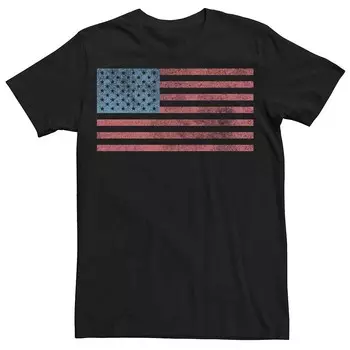 Мужская футболка с рисунком флага США и потертостями Licensed Character, черный