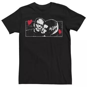 Мужская футболка с рисунком Frankenstein Monsters In Love Licensed Character, черный