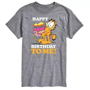 Мужская футболка с рисунком Garfield Happy Birthday To Me Licensed Character, серый