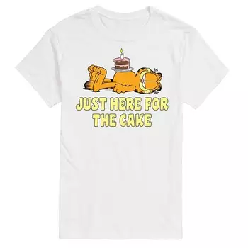 Мужская футболка с рисунком Garfield Just Here For Cake Licensed Character, белый