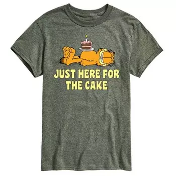 Мужская футболка с рисунком Garfield Just Here For Cake Licensed Character, зеленый