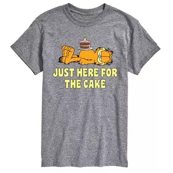 Мужская футболка с рисунком Garfield Just Here For Cake Licensed Character, серый