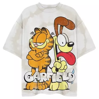 Мужская футболка с рисунком Garfield & Odie Portrait Licensed Character, белый