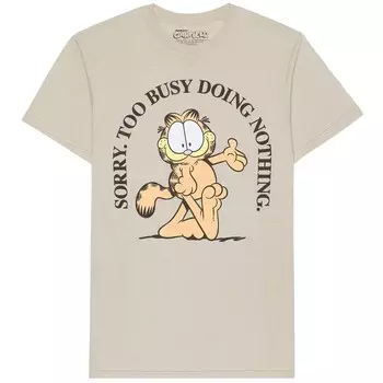Мужская футболка с рисунком Garfield "Занят и ничего не делаю" Licensed Character, цвет Putty