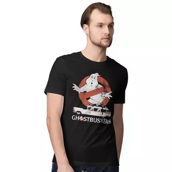 Мужская футболка с рисунком Ghostbusters No Ghost Licensed Character, черный