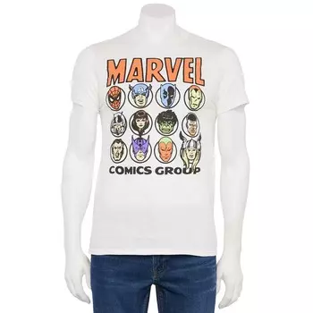 Мужская футболка с рисунком «Голова комиксов Marvel» Licensed Character, белый